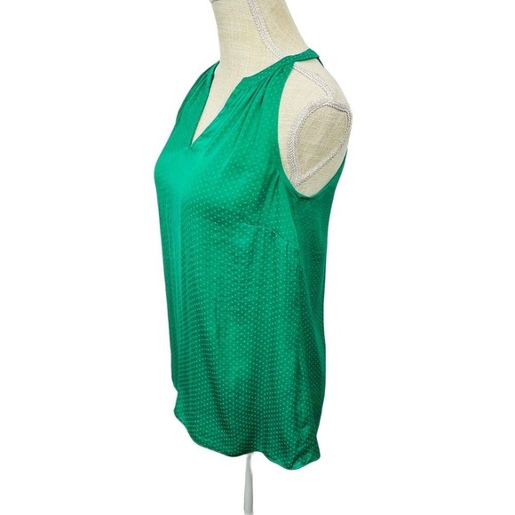 CAbi Halter Style Blouse Tank Polka Dot V-Neck Style 5549 Womens Sz XS Green EUC - Picture 5 of 10